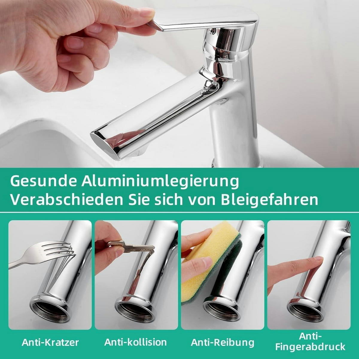 WASCHTISCHARMATUR Chrom Wassersparend - Silberfarben, Metall (1/2/1cm)