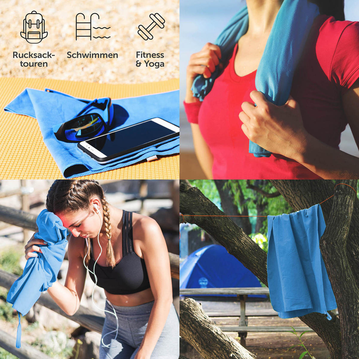 SPORTHANDTUCH Folke 180/90 & 80/40 cm, 2er-Set, Rot - Rot, Textil (90/180cm) - Blumtal