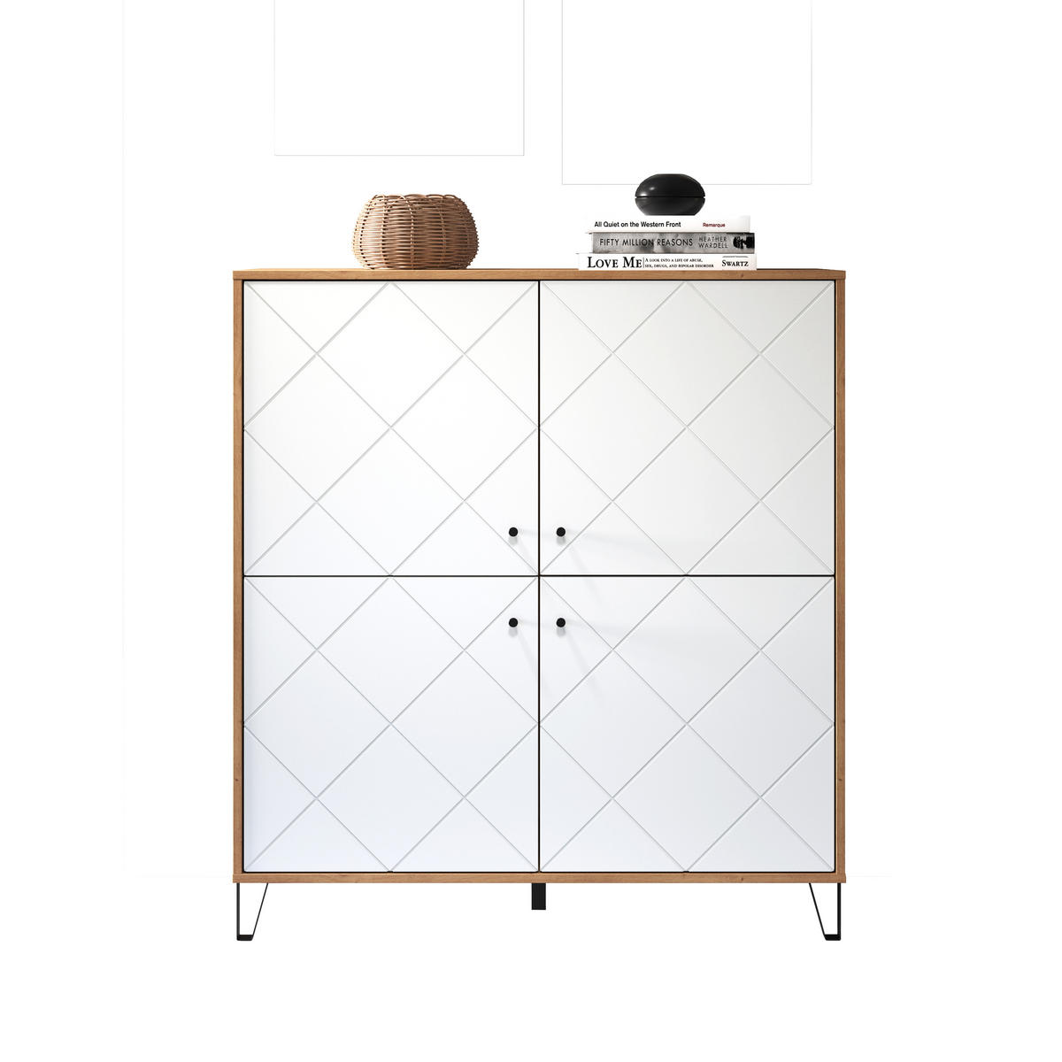 HIGHBOARD Touch Weiß - Weiß, Holzwerkstoff (123/136/40cm) - ebuy24