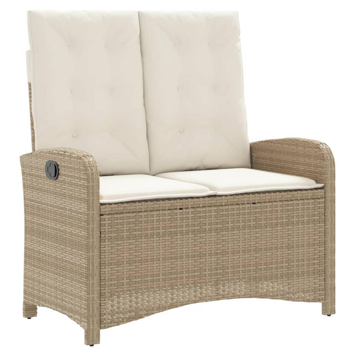 GARTENBANK Verstellbar mit Kissen Beige Poly Rattan - Beige, Holz (105/93/59cm) - furnicato