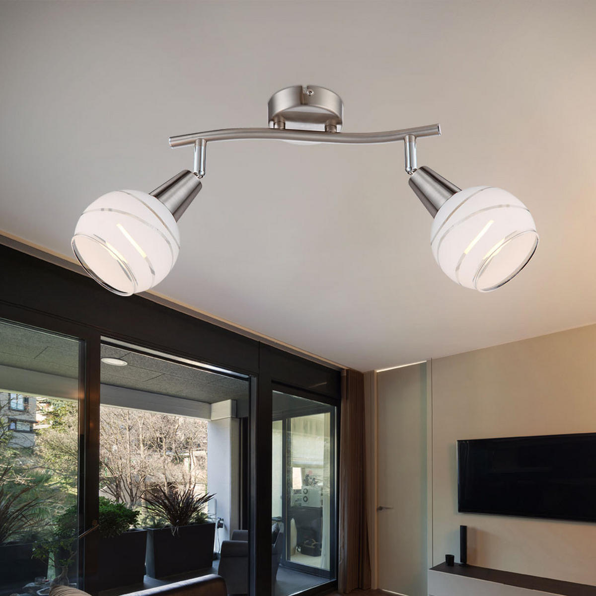 LED DECKENLEUCHTE Elliott Silber Metall Glas - Silberfarben, Glas (28/9.7/21.1cm) - Globo Lighting