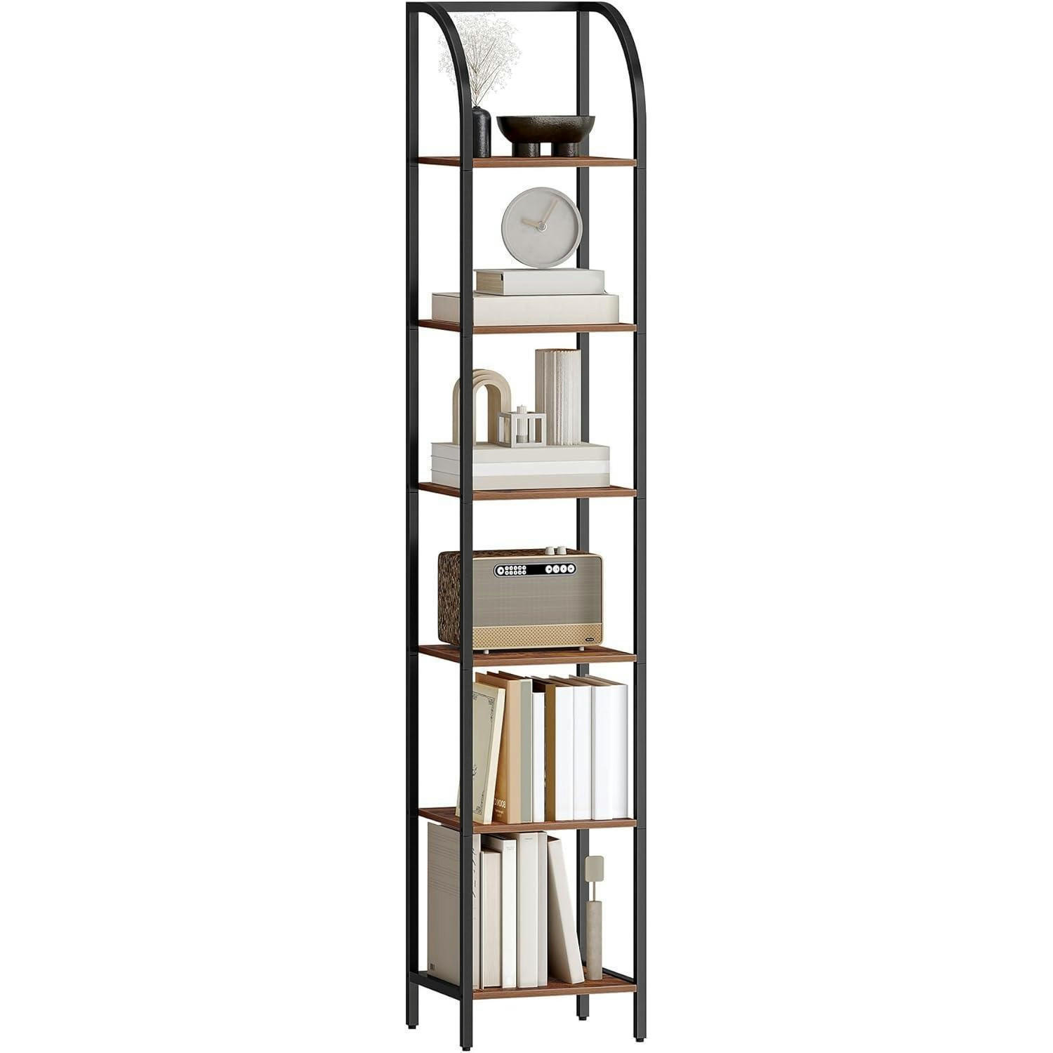 BÜCHERREGAL 6 Ebenen 30 x 33,6 x 182,5 cm Braun-Schwarz - Braun, Metall (33.6/182.5/30cm)