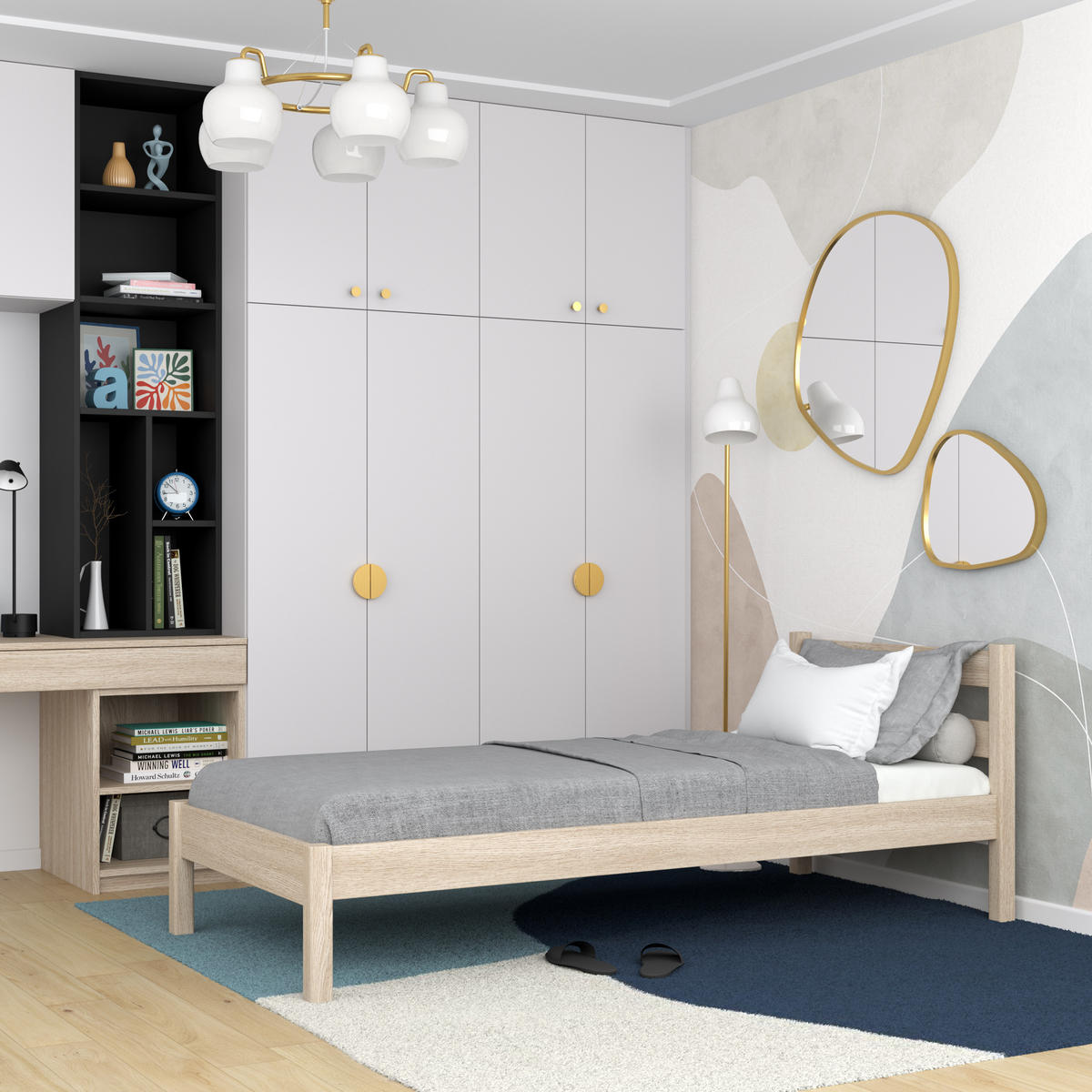 BETT N01 Sonoma Eiche 80/190 - Sonoma Eiche, Naturmaterialien/Holz (80/190cm) - N-Wood