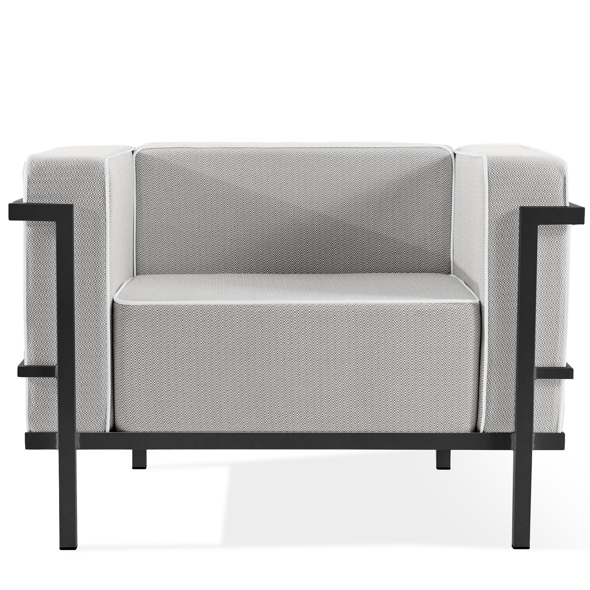GARTENSESSEL TRIGLO Stahlgestell, Modern, Dunkelgrau - Dunkelgrau/Weiß, Textil/Metall (99/70/69cm) - KONSIMO®