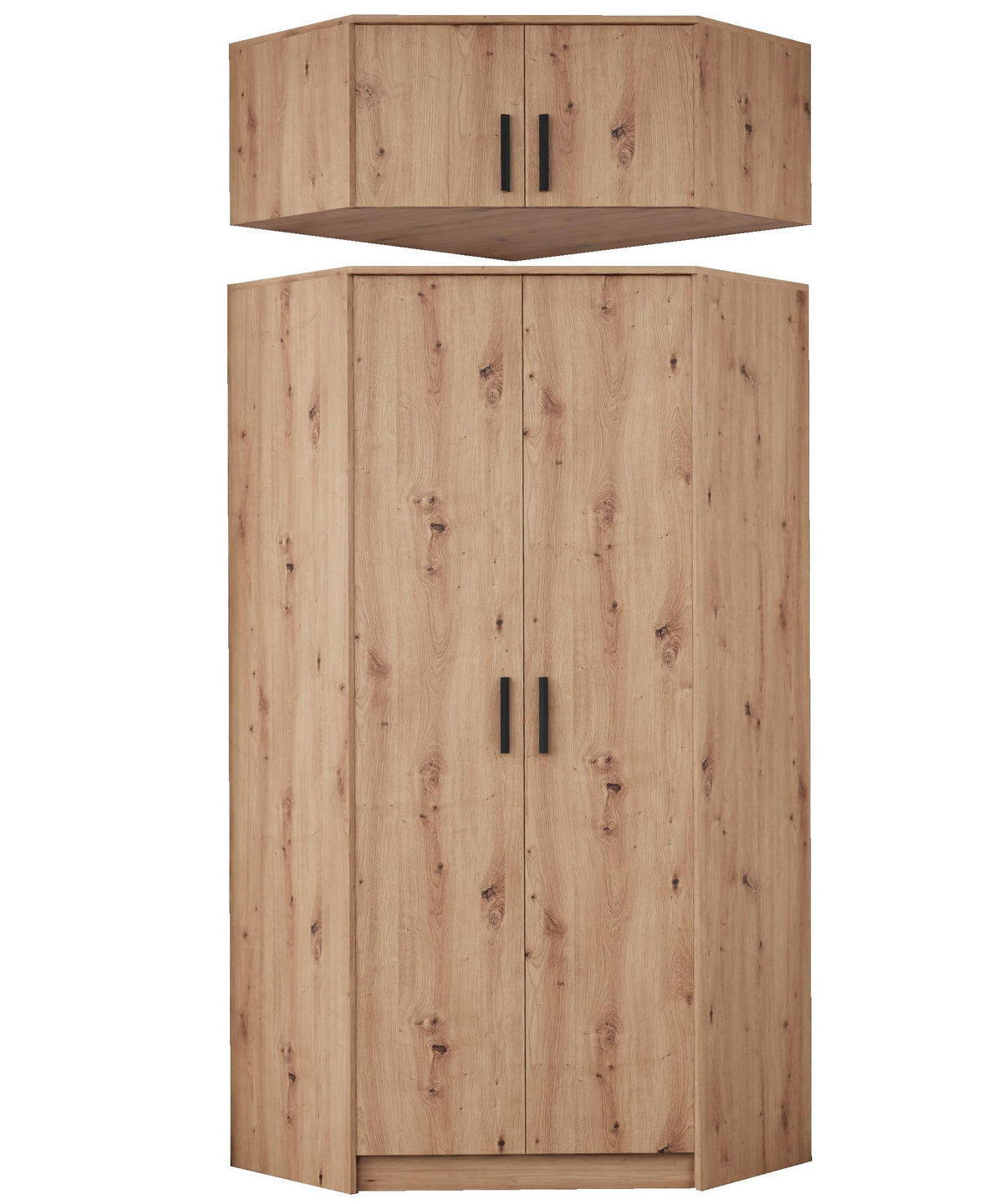 KLEIDERSCHRANK GRANT SET 14/A EICHE ARTISAN 143/235/143 - Schwarz/Eiche Artisan, Holzwerkstoff (143/235/143cm) - Marmex Möbel