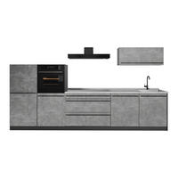 KUCHYŇSKÝ KOUT R-Line, Beton/Antracit, 340 cm pracovná doska Mramor - šedá/antracitová, kompozitní dřevo (340/143/60cm) - Vicco