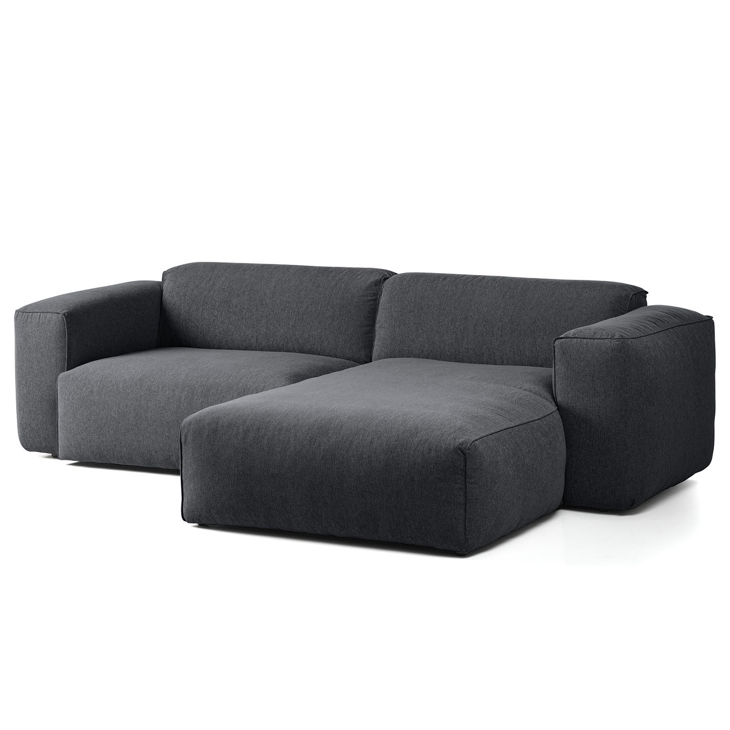 1,5-SITZER ECKSOFA mit Longchair - Schwarz/Grau, Kunststoff/Textil (260/173cm) - home24