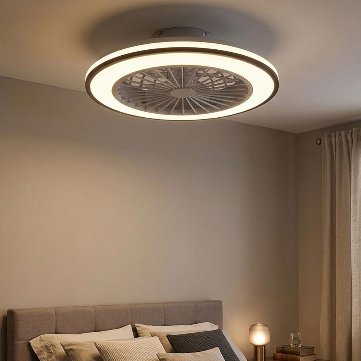 DECKENLEUCHTE LENO LED Schwarz, Ventilator - Schwarz, Metall (49/49/14.5cm)