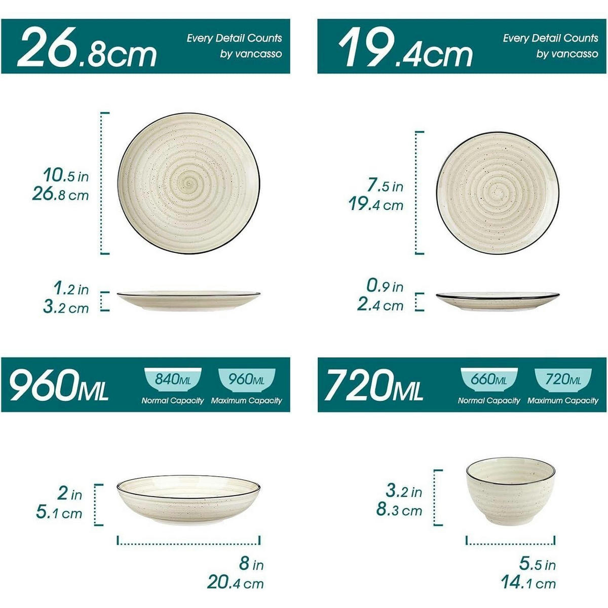 TAFELSERVICE 24-teiliges Set Steingut Bonbon Beige - Beige, Keramik (26.8/3.2/26.8cm)