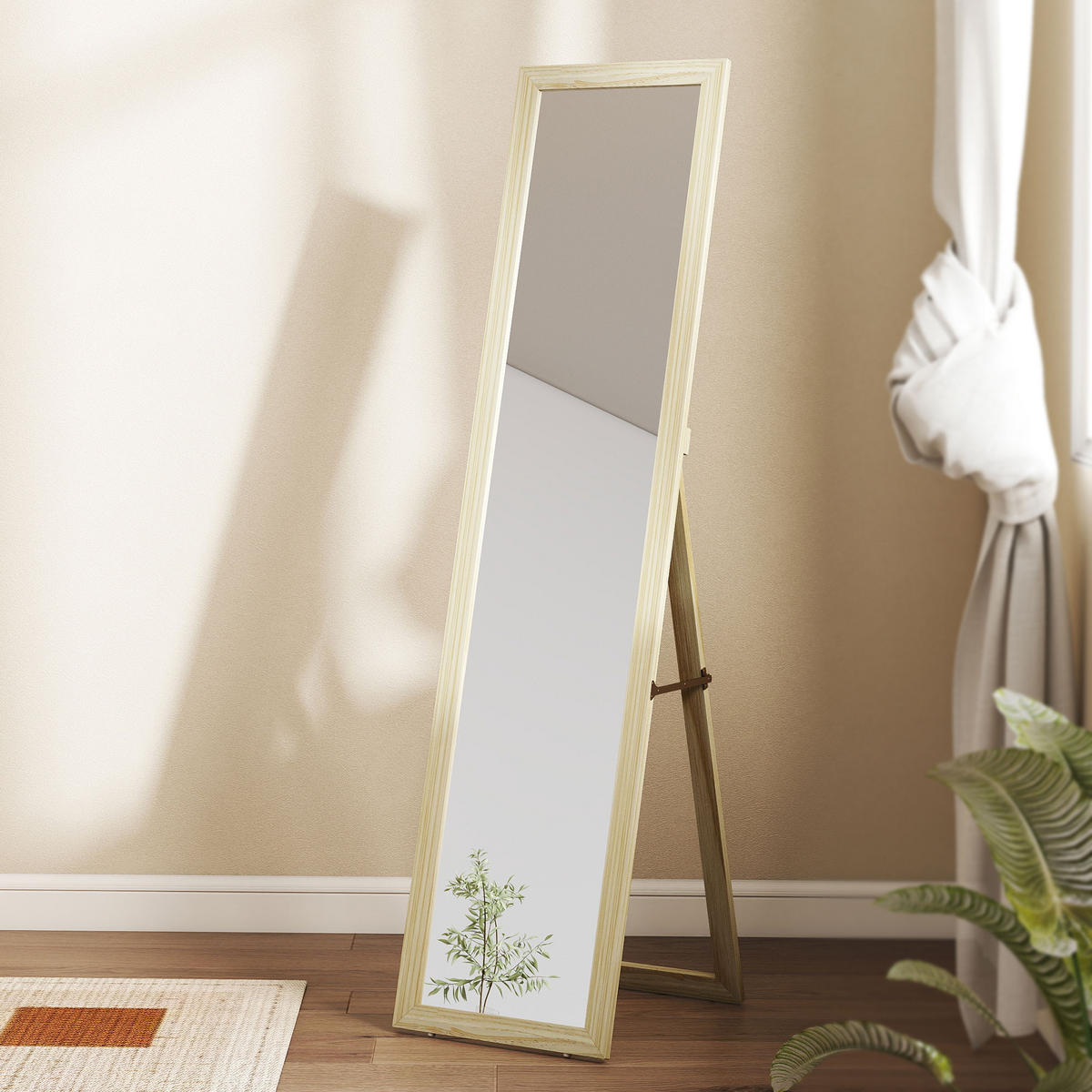 STANDSPIEGEL DE-17946 rechteckig mit Stand- & Wandmontage Natur - Naturfarben, Holzwerkstoff (37/154/1cm) - ComfortXL