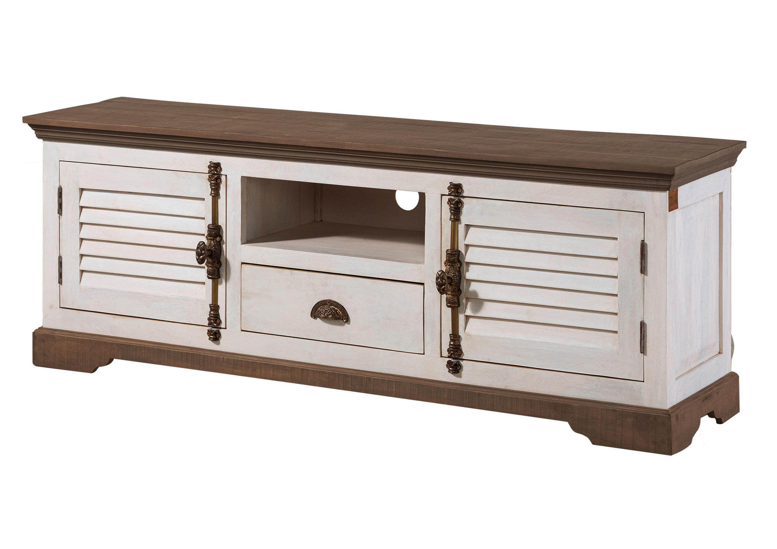 TV-BOARD Mango 170x45x55 weiß lackiert TOULOUSE #111 - Weiß, Holz (170/55/45cm) - Massivmoebel24