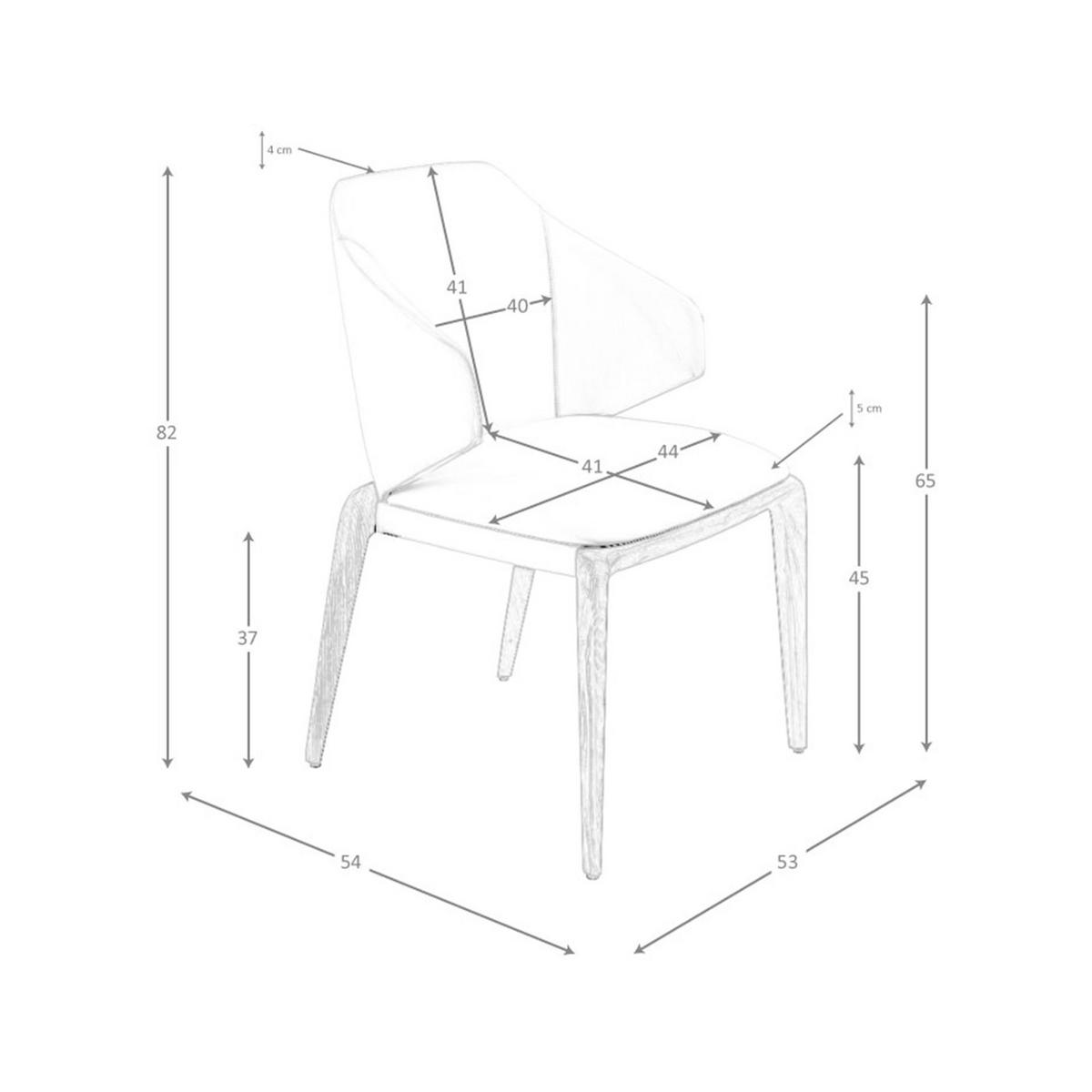 STUHL Cremefarbener Kunstlederstuhl 53/54/82 cm - Eichefarben/Creme, Leder (53/82/54cm) - ANGEL CERDA