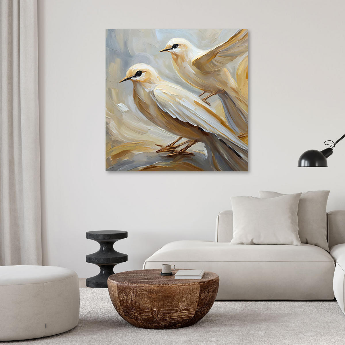 LEINWANDBILD Vögel wie gemalt - Beige, Textil (50/50cm) - Feeby