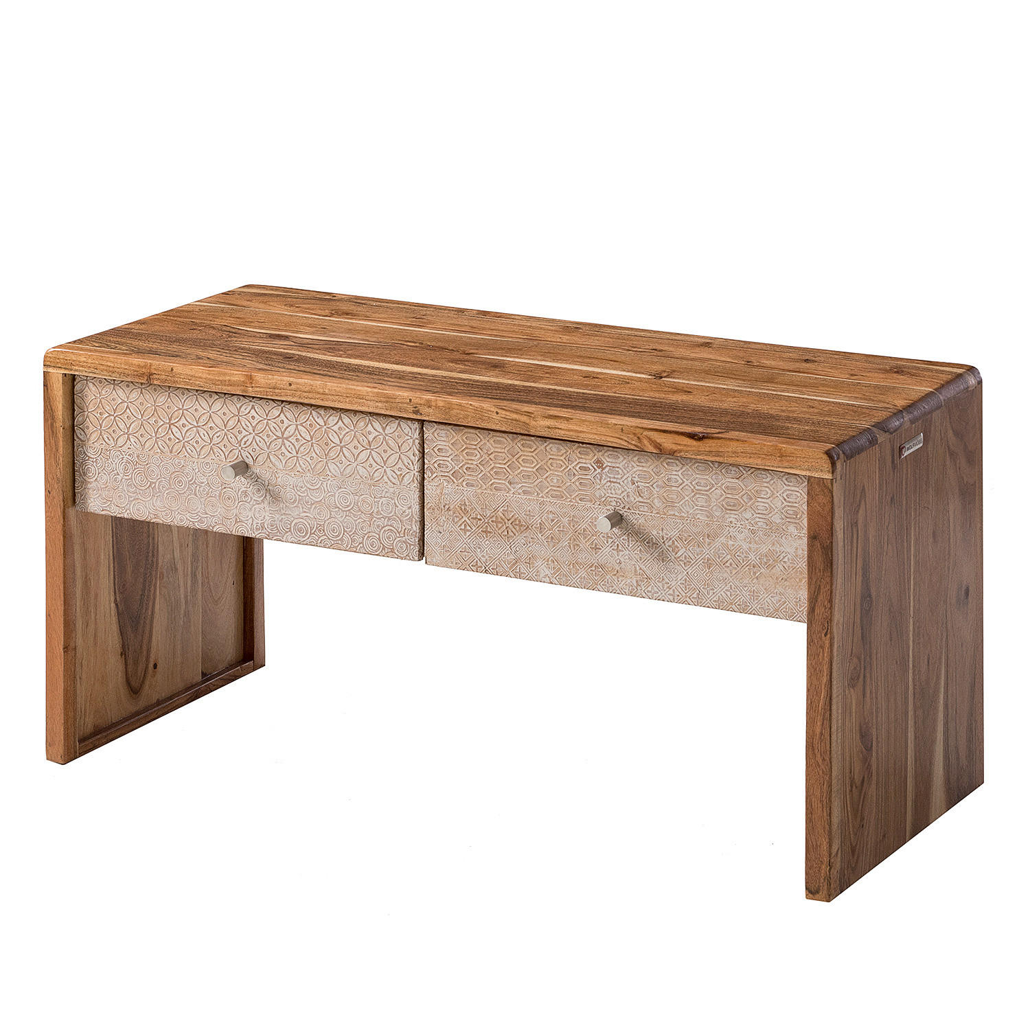 GARDEROBENBANK - Akazie massiv, Ecru / Akazie - Akaziefarben, Holz (90/45/40cm) - home24