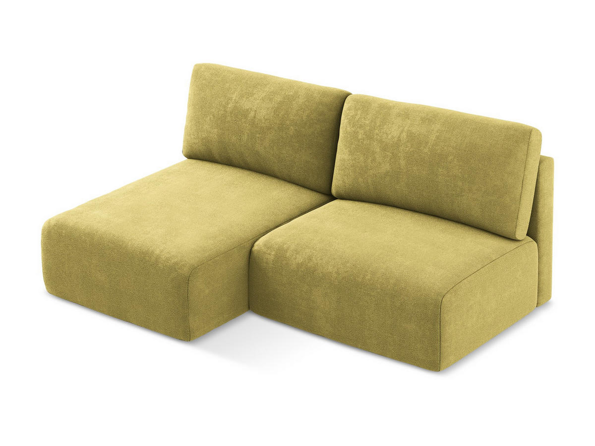 ECKSOFA mit Schlaffunktion links Chenille Stoff Grün - Limette/Schwarz, Kunststoff/Textil (149/210cm) - Makamii