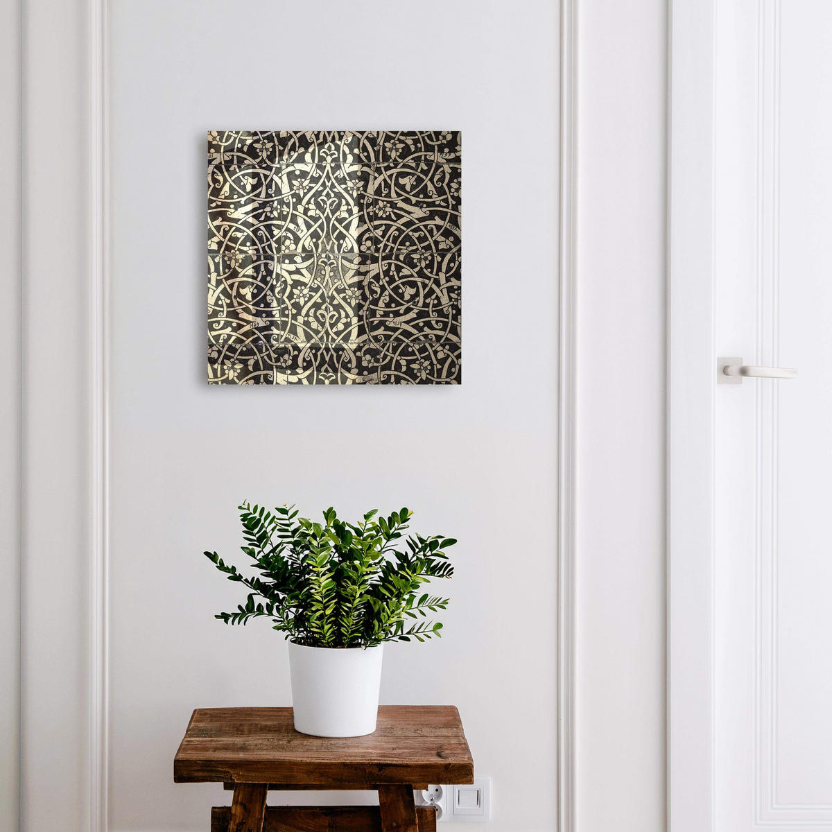 SCHLÜSSELBOX Schwarz 30x30 cm- Türöffnung nach rechts - Dekorative Eleganz - Beige, Metall (30/30/5cm) - TULUP