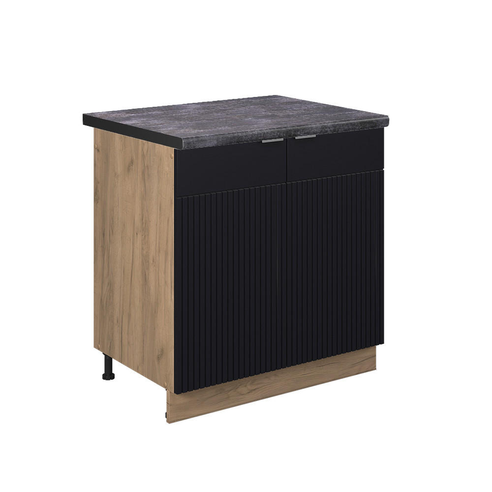 DŘEZOVÁ skříňka Fame-Line, černé pruhy, 80 cm, AP antracit - medově dubová/černá, kompozitní dřevo (80/82/60cm) - Vicco