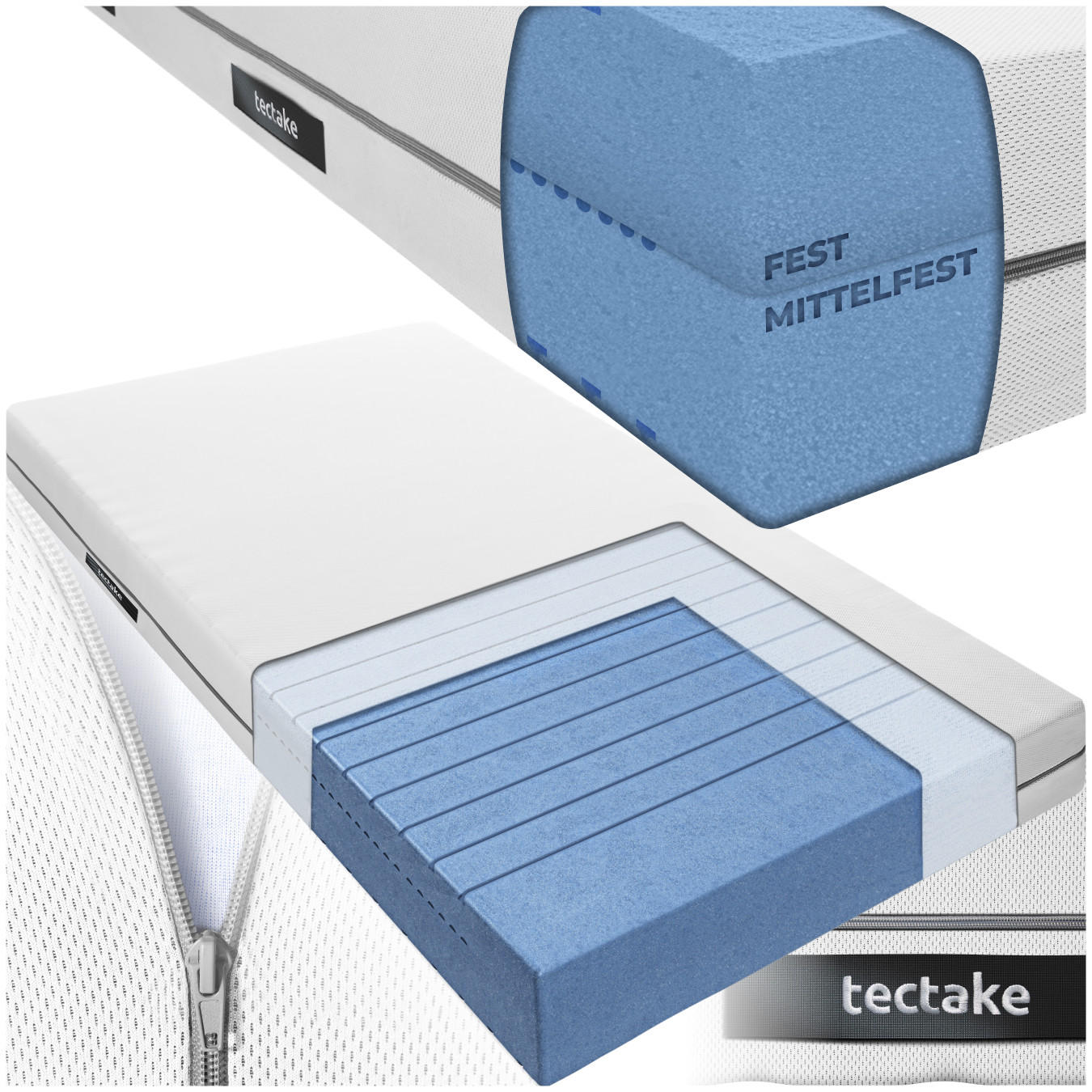 MATRATZE Sky,waschbarer Bezug aus atmungsaktivem 3D-Meshgewebe,weiß - Weiß, Textil - tectake