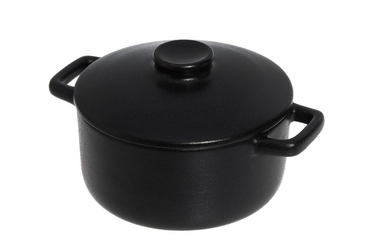 AUFLAUFFORM Keramik mit Deckel Ø 12 cm - Schwarz, Keramik (15.5/8/11.5cm)