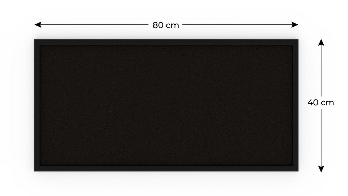 PINNWAND, Korktafel in Schwarz, 80x40 cm, Holzrahmen - Schwarz lackiert - Schwarz, Holz (80/40/1.5cm) - ALLboards