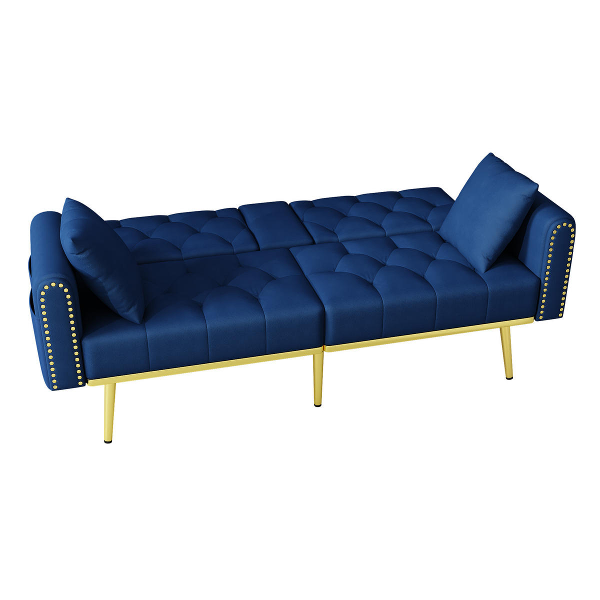 SCHLAFSOFA 175/80/73.5 cm Blau mit drei verstellbaren Neigungswinkeln und Getränkehalter - Blau, Textil (175/73.5/80cm) - Oxeza