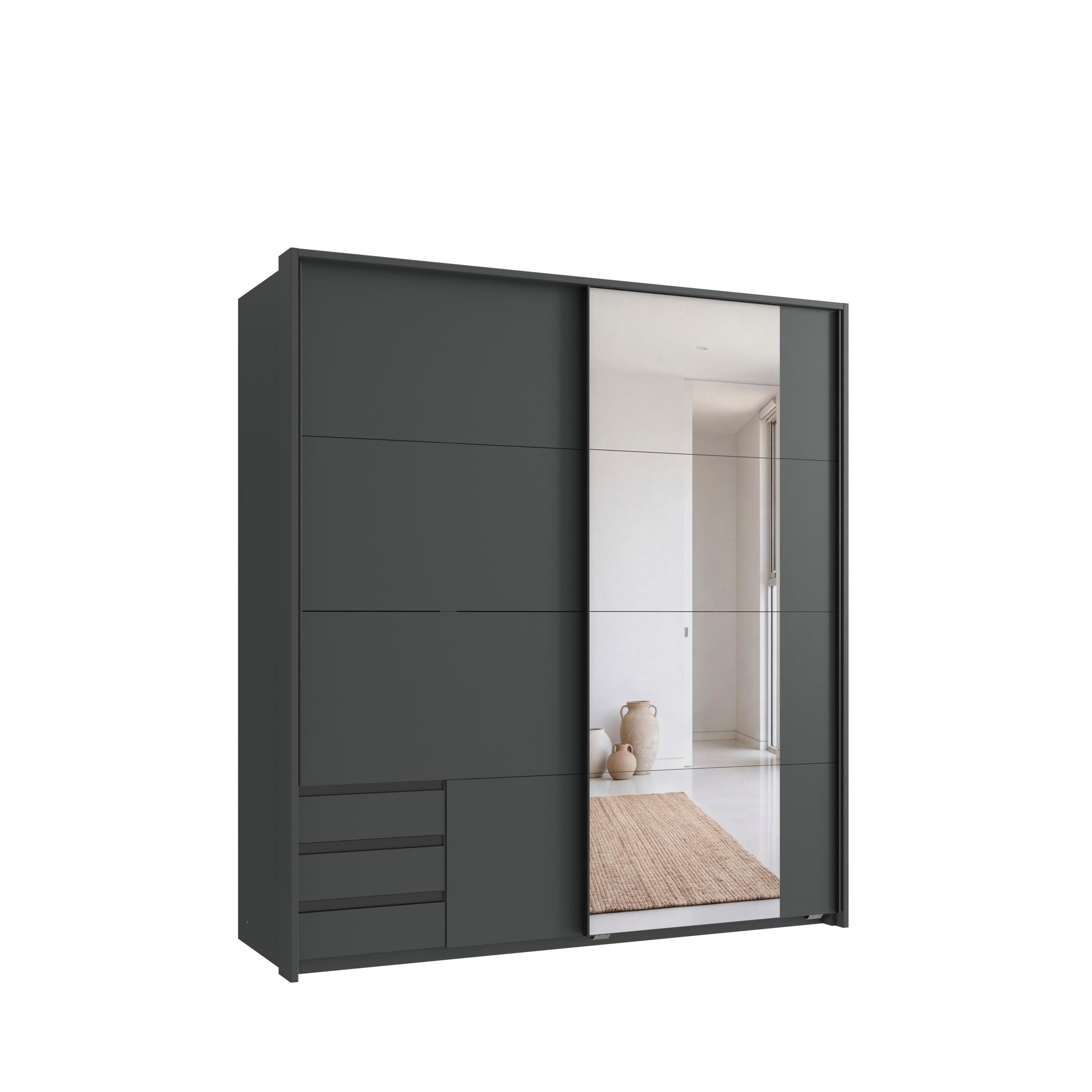 luma-home Schwebetürenschrank Graphit 183x200x65 cm