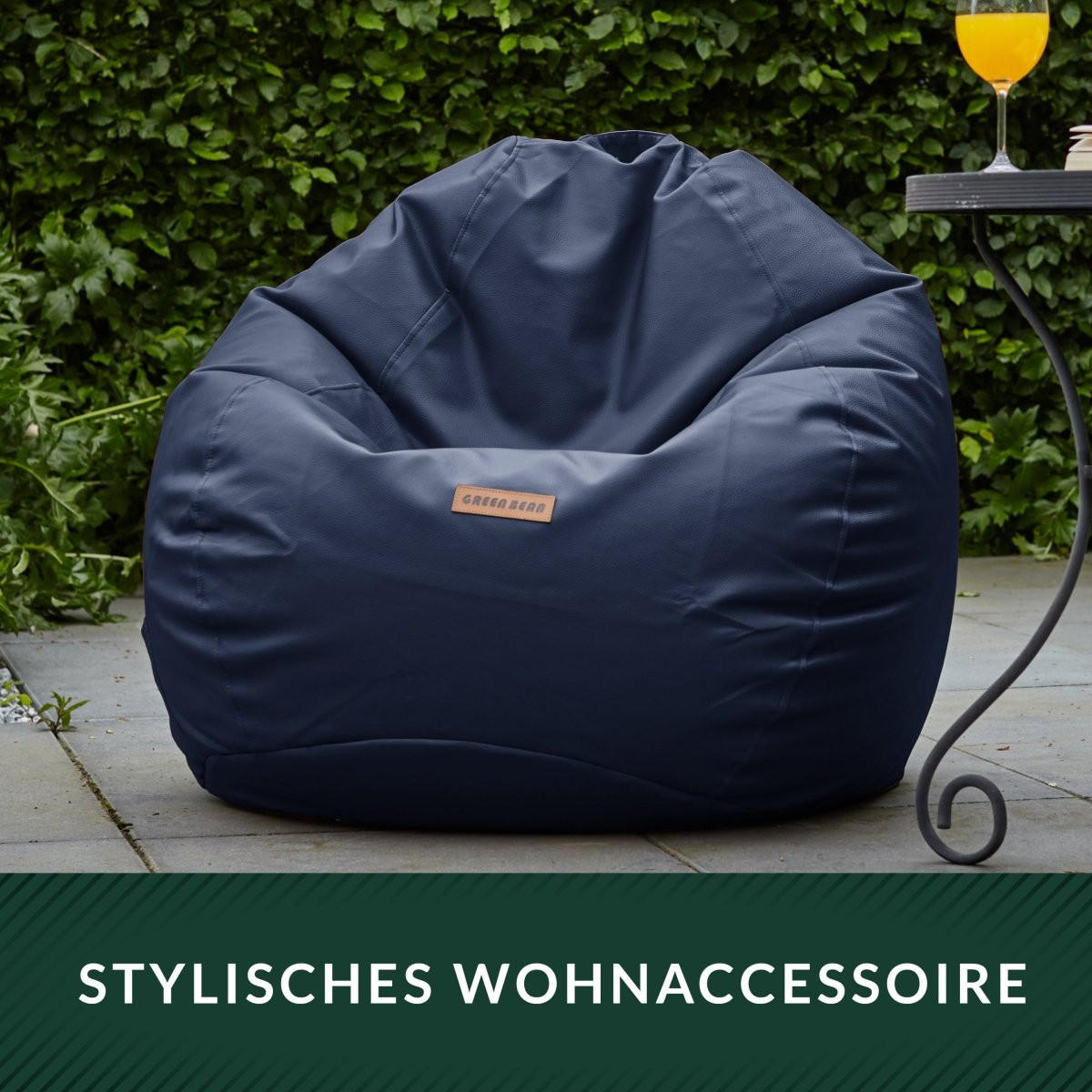 INDOOR SITZSACK Scoop Kunstleder - Dunkelblau, Textil (90/70/70cm) - Green Bean