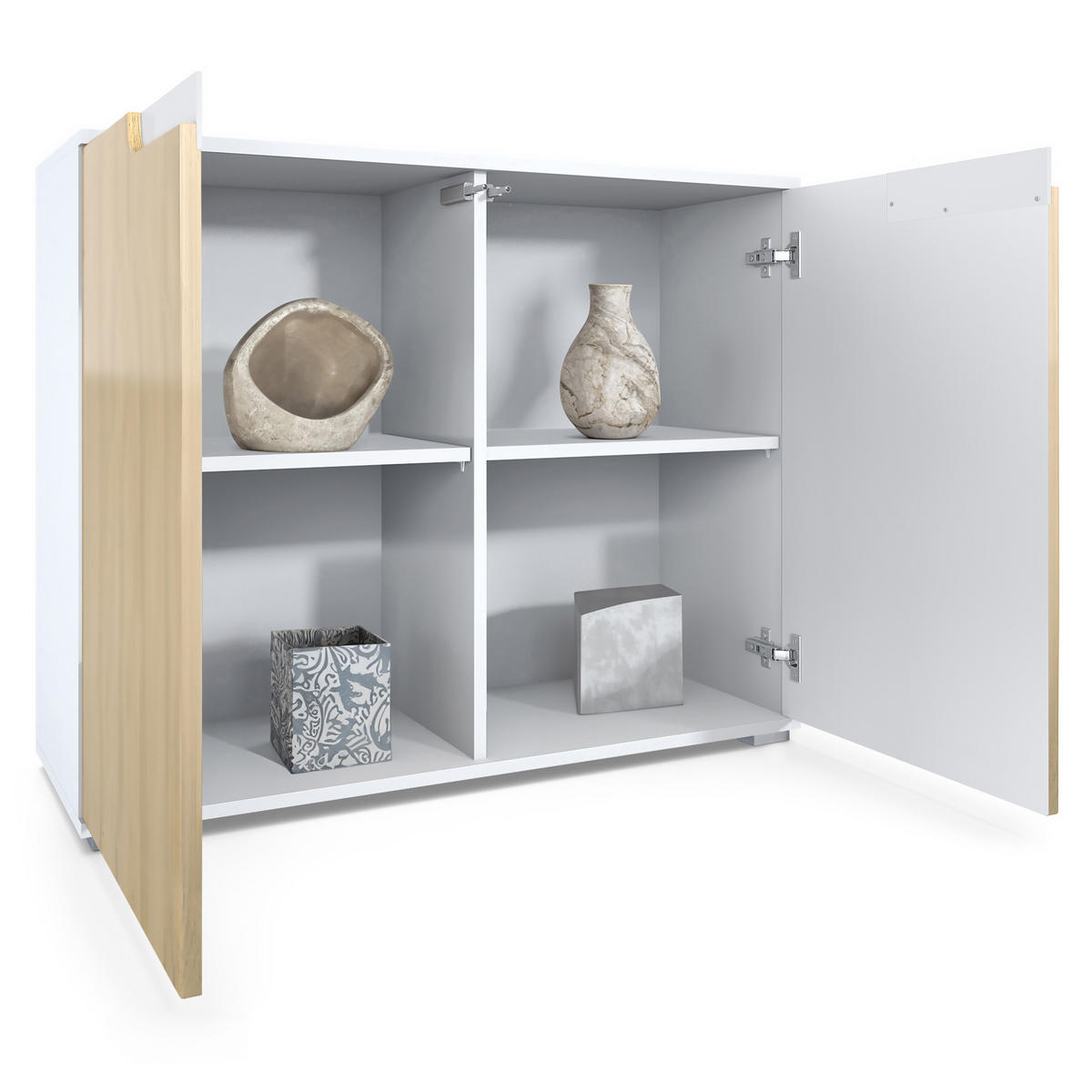 KOMMODE Sylt Hellgrau Seidenmatt - Greige, Holzwerkstoff (92.5/75.5/35cm) - Vladon