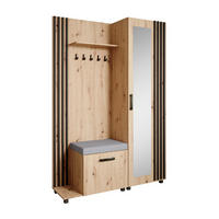 GARDEROBENSCHRANK Livia mit Aufhängern und Spiegel, eiche Artisan, links - Schwarz/Eiche Artisan, Holzwerkstoff (137/207/42cm) - Beautysofa
