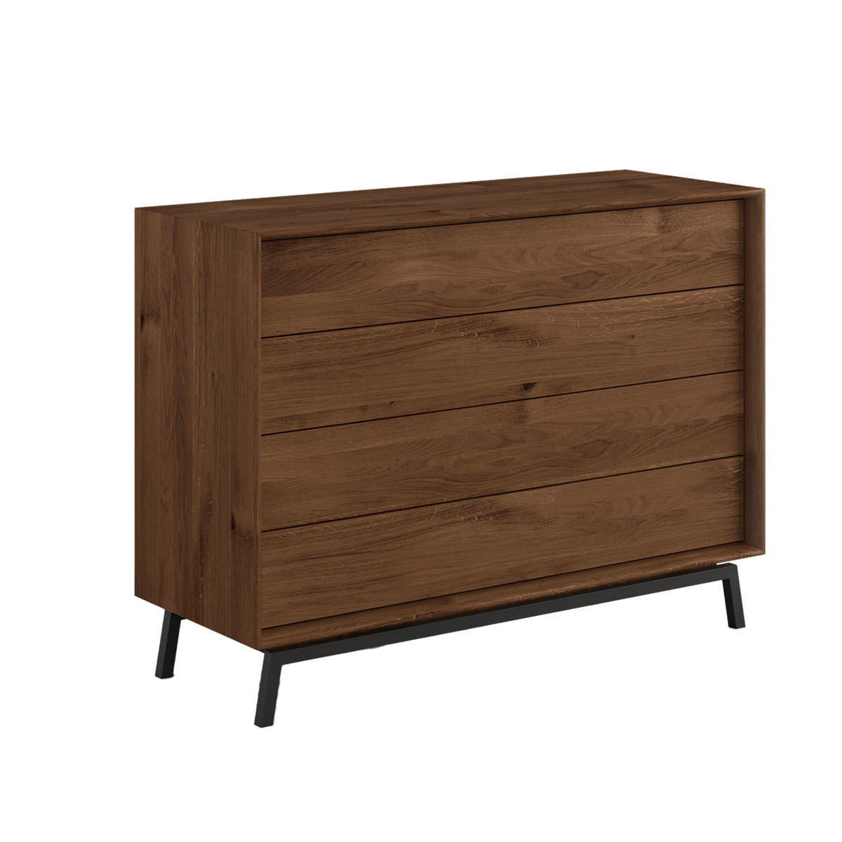KOMMODE Modern Loft Eiche Tabak 121 / 45 / 90cm - Dunkelbraun/Schwarz, Holz (121/90/45cm) - Feldmann-Wohnen