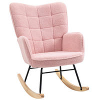 SCHAUKELSTUHL Sessel Relaxsessel bis 120 kg, Polyester, Rosa 98x71x101cm - Rosa/Naturfarben, Buchenholz/Textil (98/101/71cm) - HOMCOM