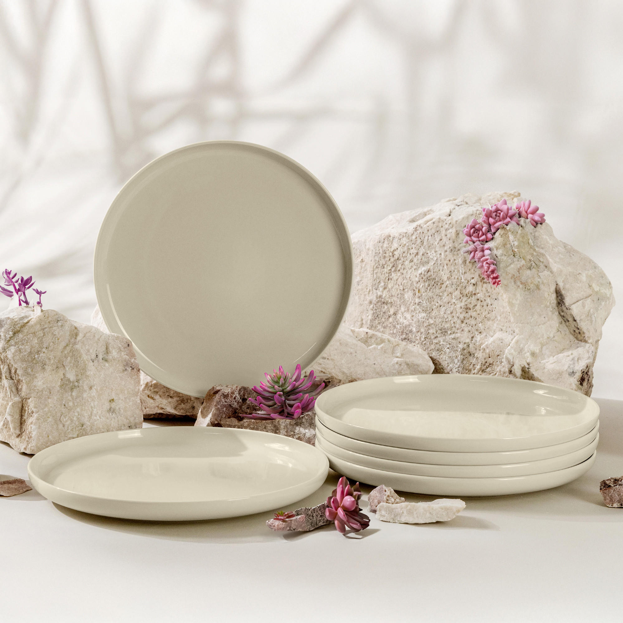 TELLER-SET VICTO 6-tlg Speiseteller - Beige, Keramik (27cm) - KONSIMO®