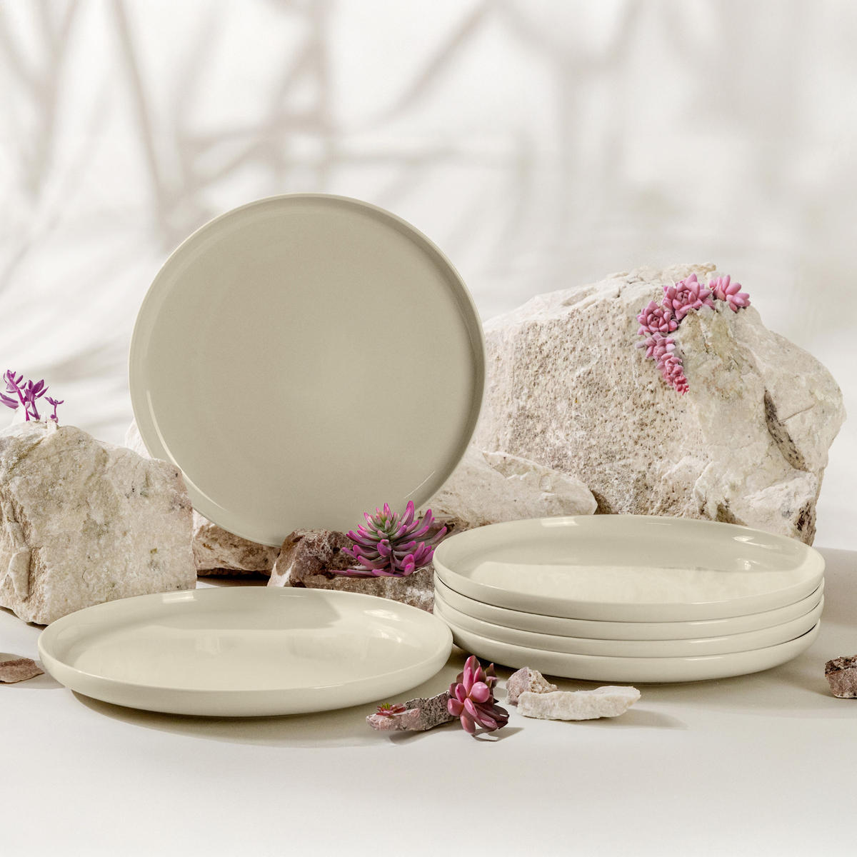 TELLER-SET VICTO 6-tlg Speiseteller - Beige, Keramik (27cm) - KONSIMO®