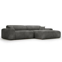 ECKSOFA mit Longchair - Cord - Schwarz/Grau, Kunststoff/Textil (284/178cm) - home24