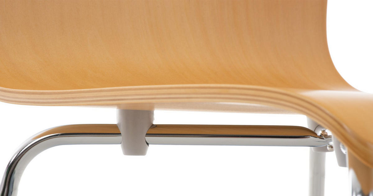BESUCHERSTUHL Holz natura - Chromfarben/Eukalyptusholzfarben, Holz/Metall (43/87/47cm) - CLP