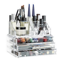 MAKEUP Organizer - Transparent, Kunststoff (23.5/19/14cm) - Relaxdays