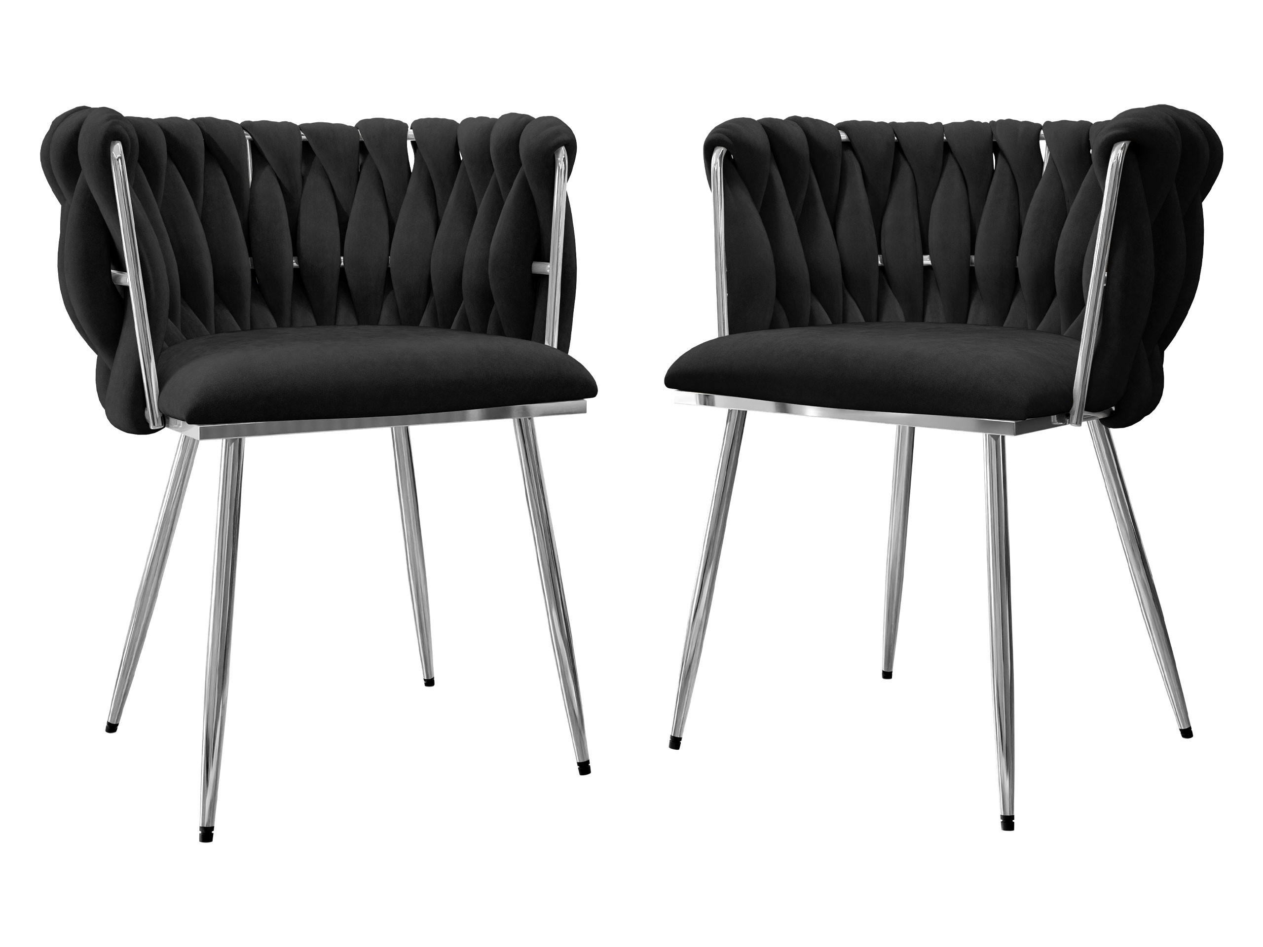 STUHL 2er-Set Muz DC-1142/CM (2 Stück in Samt) - Chromfarben/Schwarz, Textil/Metall (50/76/52cm) - MIRJAN24