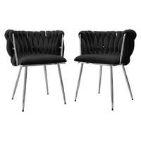 STUHL 2er-Set Muz DC-1142/CM (2 Stück in Samt) - Chromfarben/Schwarz, Textil/Metall (50/76/52cm) - MIRJAN24