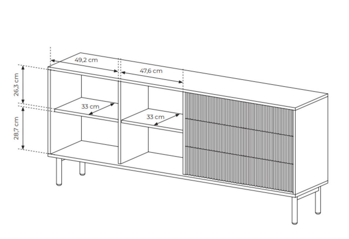 KOMMODE Aviro Eiche Cremona, Breite zweitürige Kommode mit Schubladen - Hellbraun/Eichefarben, Holzwerkstoff (187/80/40cm) - Bettso