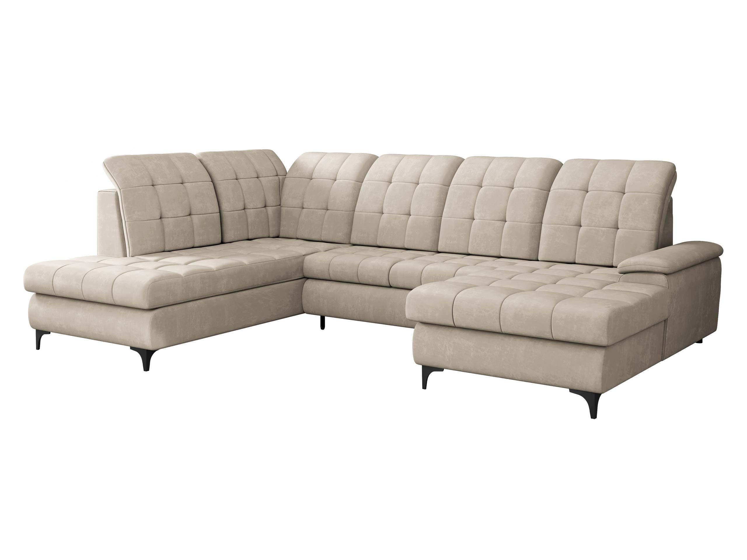 WOHNLANDSCHAFT Enzo, Seite: Rechts - Beige/Schwarz, Holz/Textil (330/105/212cm) - MIRJAN24