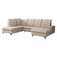 WOHNLANDSCHAFT Enzo, Seite: Rechts - Beige/Schwarz, Holz/Textil (330/105/212cm) - MIRJAN24