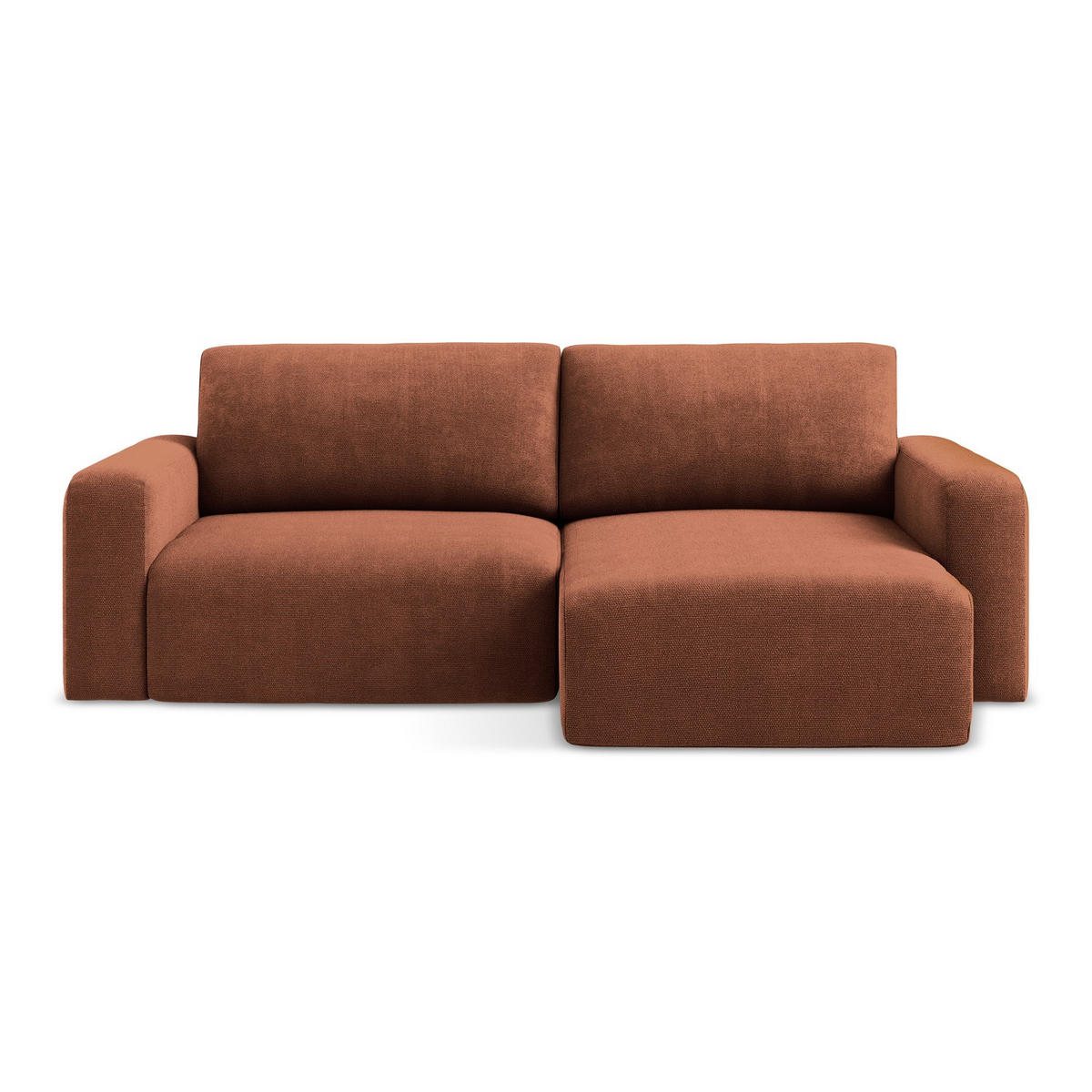 ECKSOFA mit Schlaffunktion rechts Chenille Stoff Orange - Terracotta/Schwarz, Kunststoff/Textil (244/149cm) - LaMiaSofa