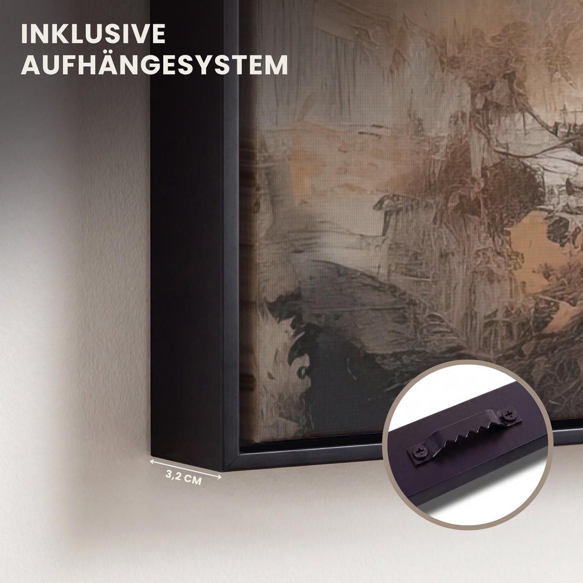 LEINWAND Bilder mit Rahmen - Farbe - Abstrakt - Beige - Kunst - 60x40 - Greige, Textil (60/40cm) - MuchoWow