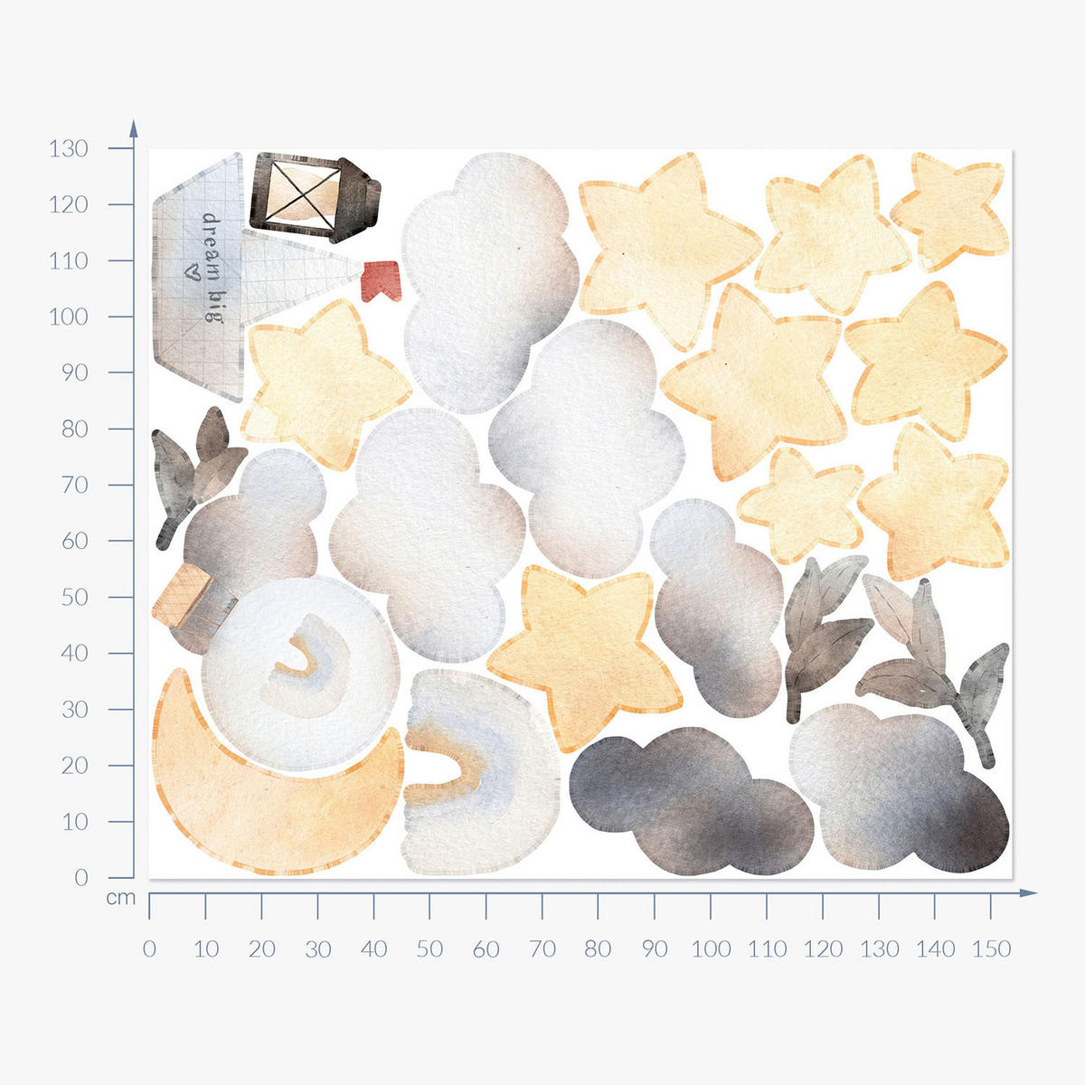 WANDAUFKLEBER 130x154cm - Elemente des Himmels - Multicolor, Kunststoff (130/154/0.1cm) - Wallfluent