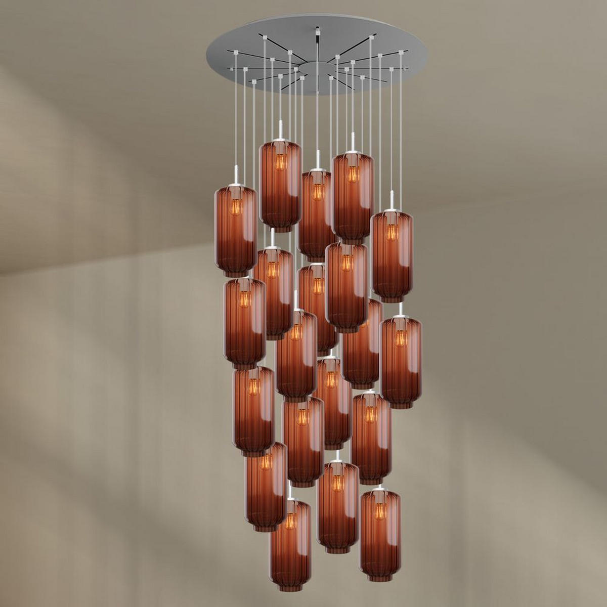 GALERIELEUCHTE Velo 20-flammig Braun Ø 18cm - Braun/Weiß, Glas (18/18/33cm) - s.luce