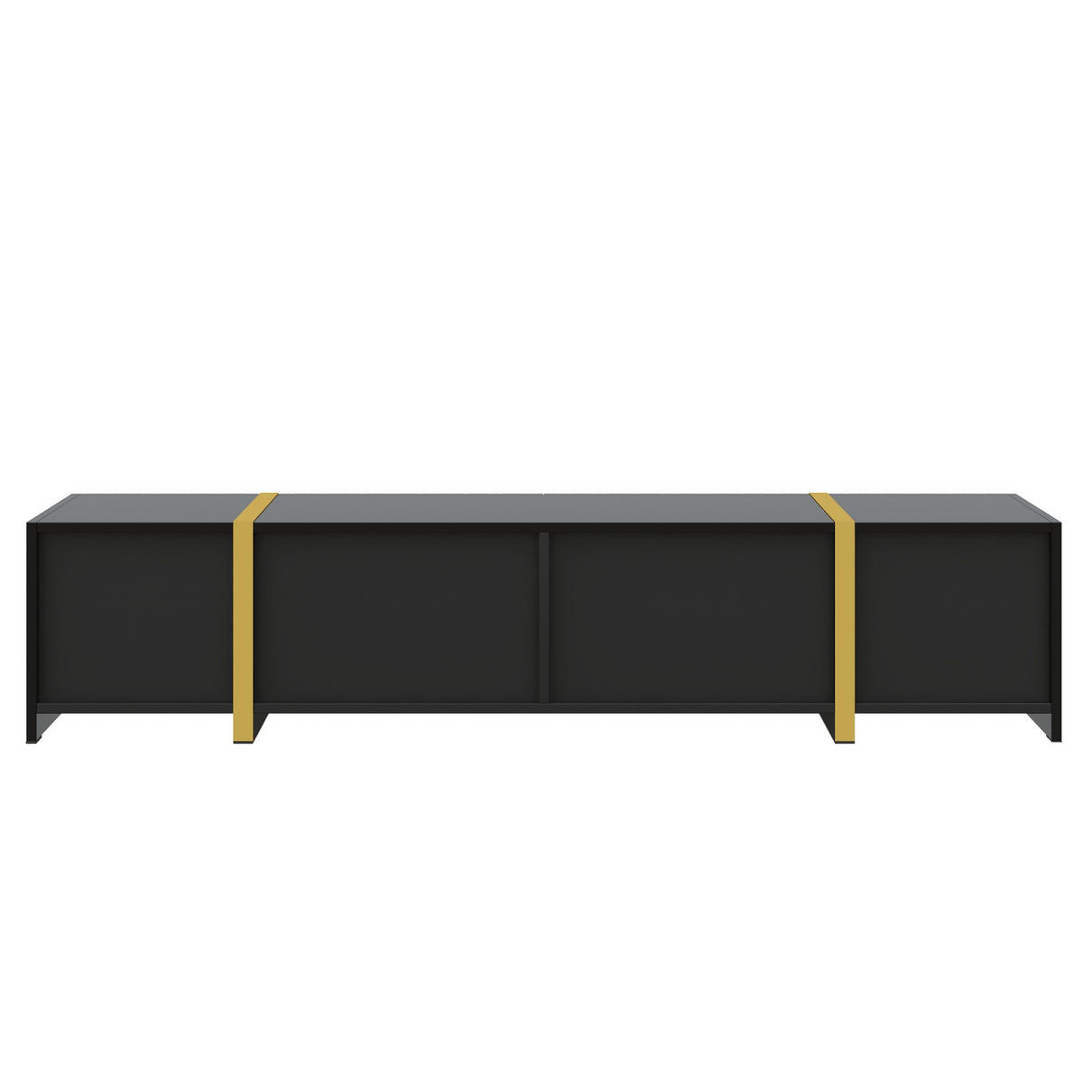 LOWBOARD mit Hochglanz & Goldakzenten,Fernsehschrank Einheitsgröße / MDF - Schwarz, Holzwerkstoff (180/38/40cm) - EVRYAE