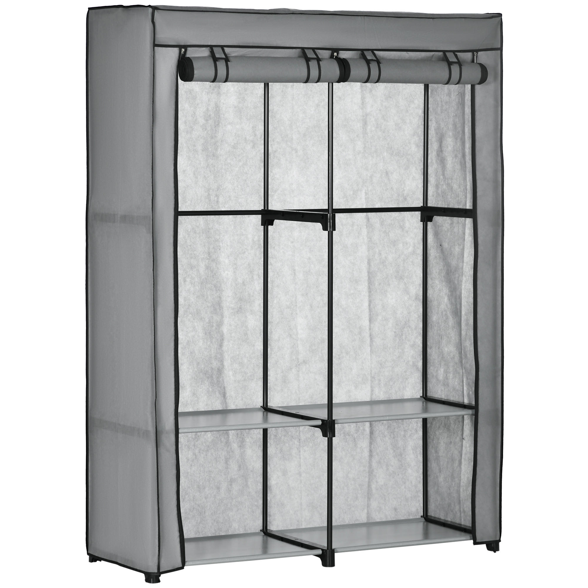 KLEIDERSCHRANK, Stoffschrank, Hellgrau - Hellgrau, Metall (49/170/118cm) - HOMCOM