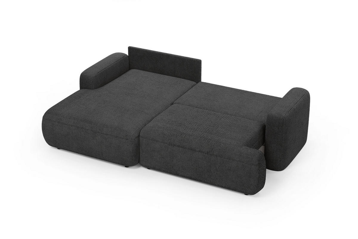 ECKSOFA WARM links 246x176 cm mit Schlaffunktion und Bettkasten – Anthrazit - Anthrazit, Kunststoff/Textil (176/246cm) - MebleHot