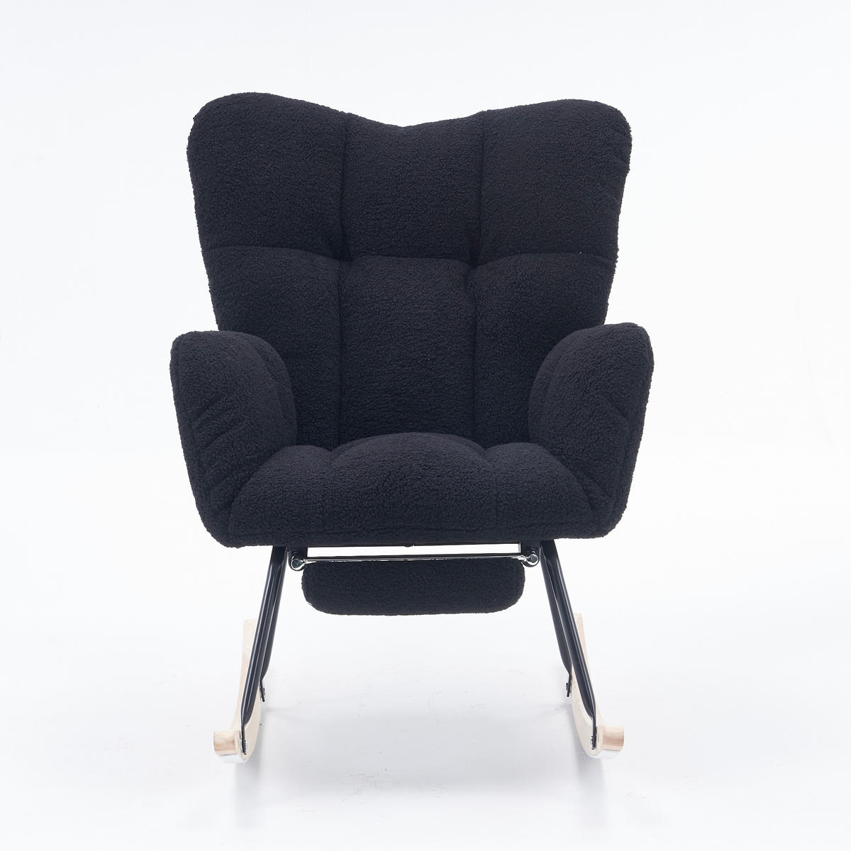 SCHAUKELSTUHL 98/70/98.5 cm Schwarz mit Einziehbare Fußstütze - Schwarz, Textil (98/98.5/80cm) - Oxeza