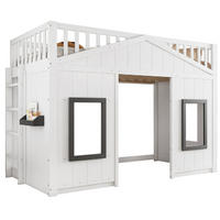 HOCHBETT 90/200 cm mit Treppe und Fallschutz in Weiß/Grau - Weiß, Holzwerkstoff (90/200cm) - BEAOK